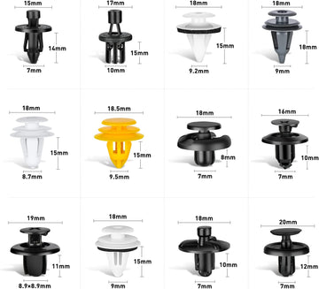 189 Pcs Bumper Retainer Clips Car Plastic Rivets Fasteners Push Retainer Kit Most Popular Sizes Auto Push Pin Rivets Set Door Trim Panel Fender Clips For Toyota Lexus